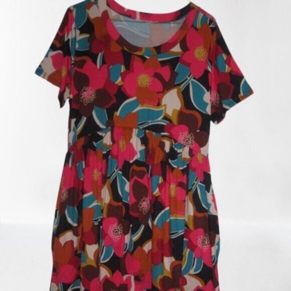 Haptics by Holly Harper Dresses & Skirts - Haptics by Holly Harper Dreamy Teal & Fuchsia Floral Babydoll Fit & Flar…